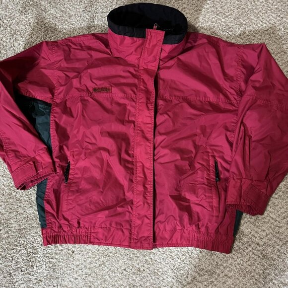 VINTAGE Columbia Jacket Mens Extra Large Red Gray Bugaboo Windbreaker Ski 90s - Picture 1 of 10